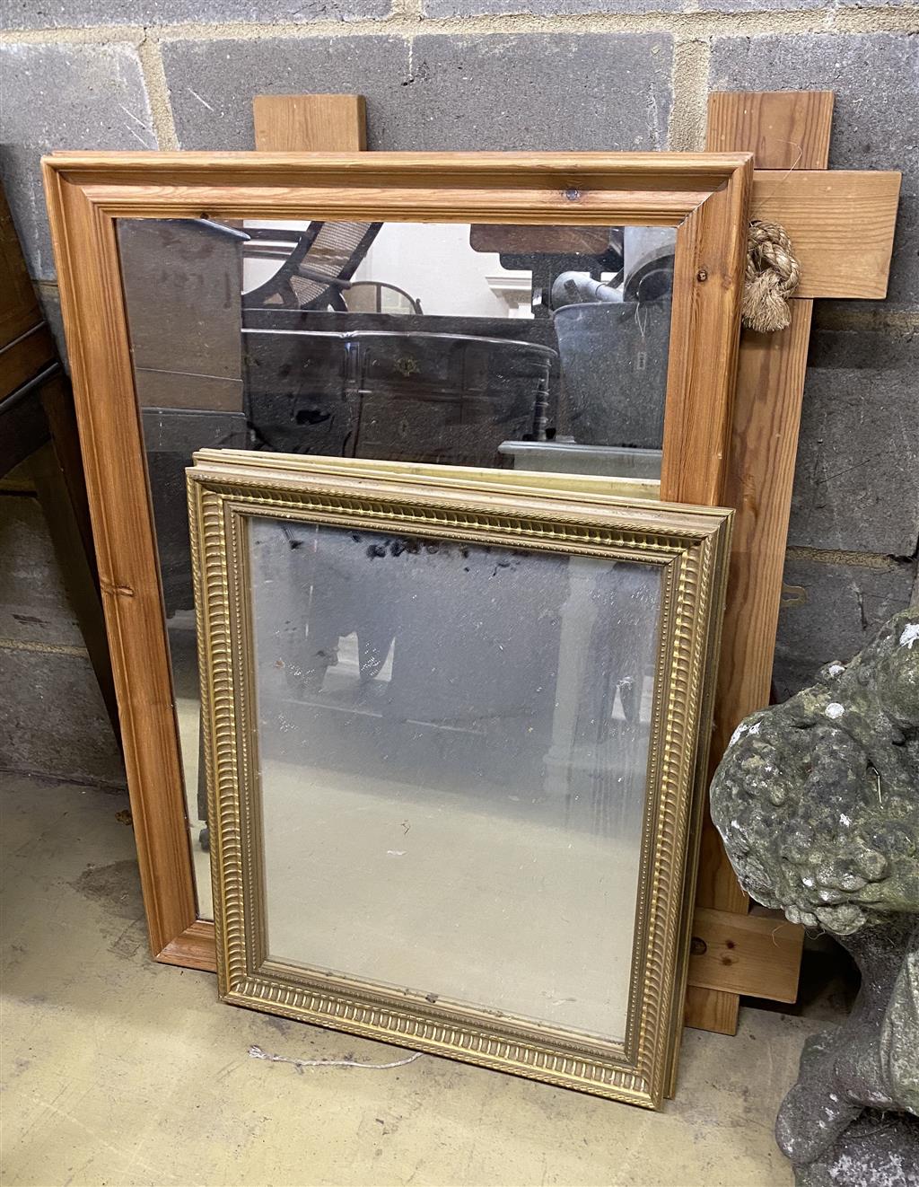 Five assorted wall mirrors, largest width 60cm, height 86cm